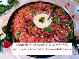 Tenderloin set up on platter with horseradish sauce 2